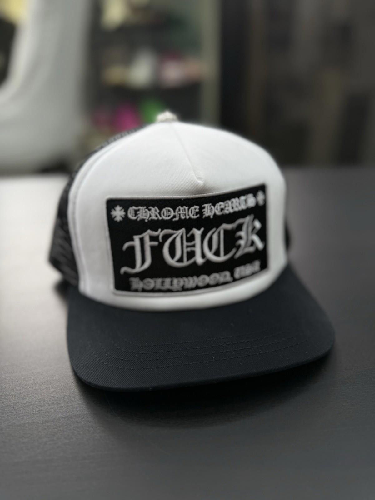 Chrome Hearts Chrome Hearts Black Patch Trucker Hollywood White Hat Size ONE SIZE - 1 Thumbnail