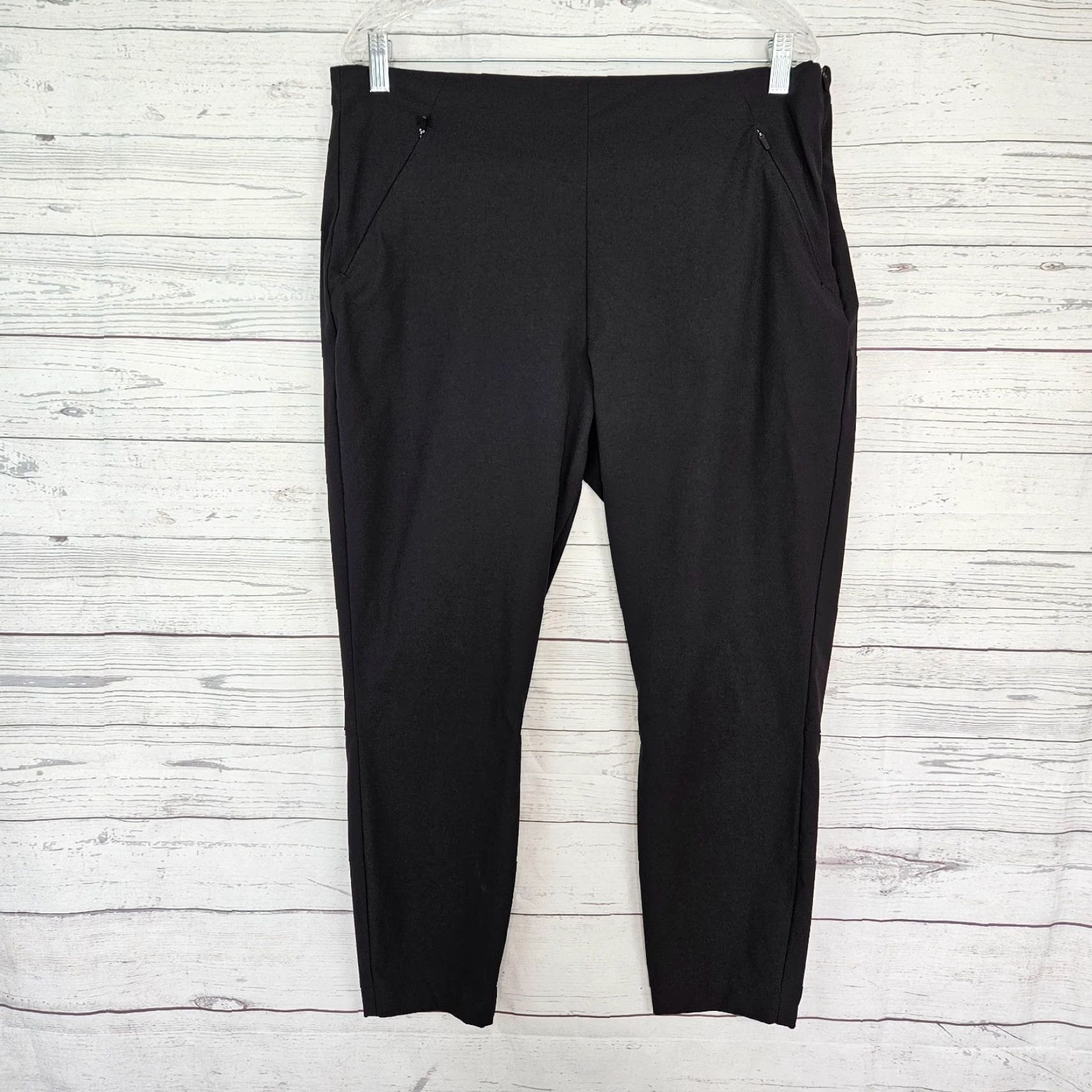 Vintage Duluth Womens Flexcellent Skinny Leg Ankle Pants Sz 16 Short Black Side Zip - Pockets - Nylon Spandex - Casual Womens Pants 16 Short Black Size 38" / US 16 / IT 52 - 2 Thumbnail