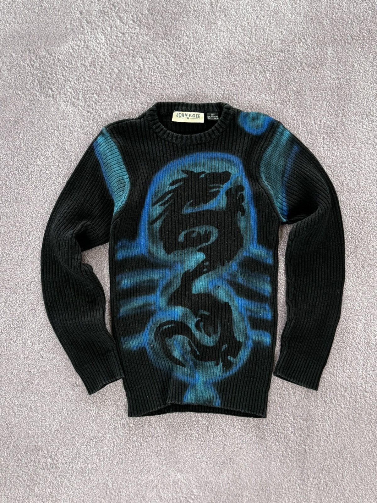 Vintage Diesel style Big Japan Dragon y2k ribbed sweater