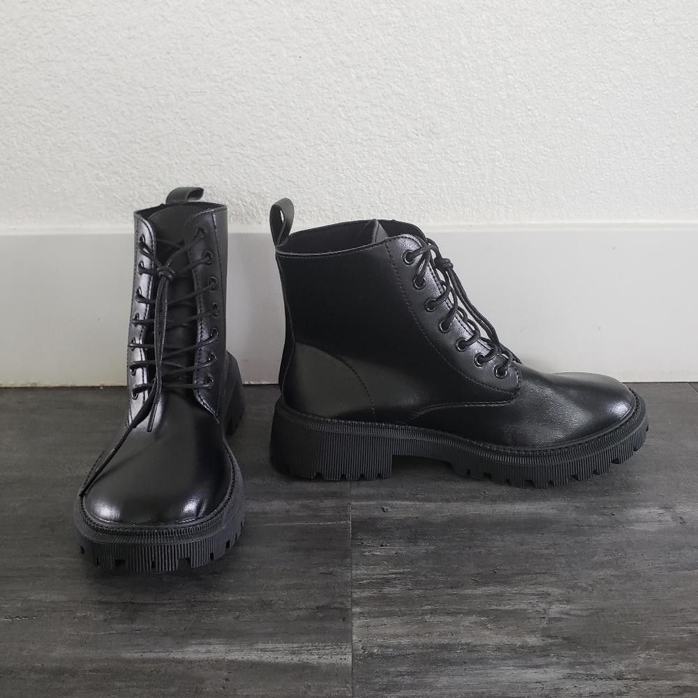 Designer Black Laced Up Military Boot Size US 10.5 / IT 40.5 - 2 Thumbnail
