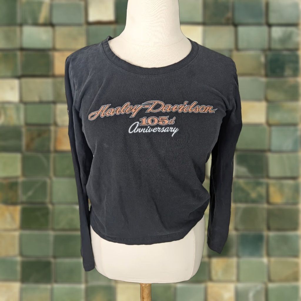 Harley Davidson Vtg Harley-Davidson 105th Anniversary Long Sleeve T Shirt Women's XL Black Embroidered Crew Neck L2S Size XL / US 12-14 / IT 48-50 - 1 Thumbnail