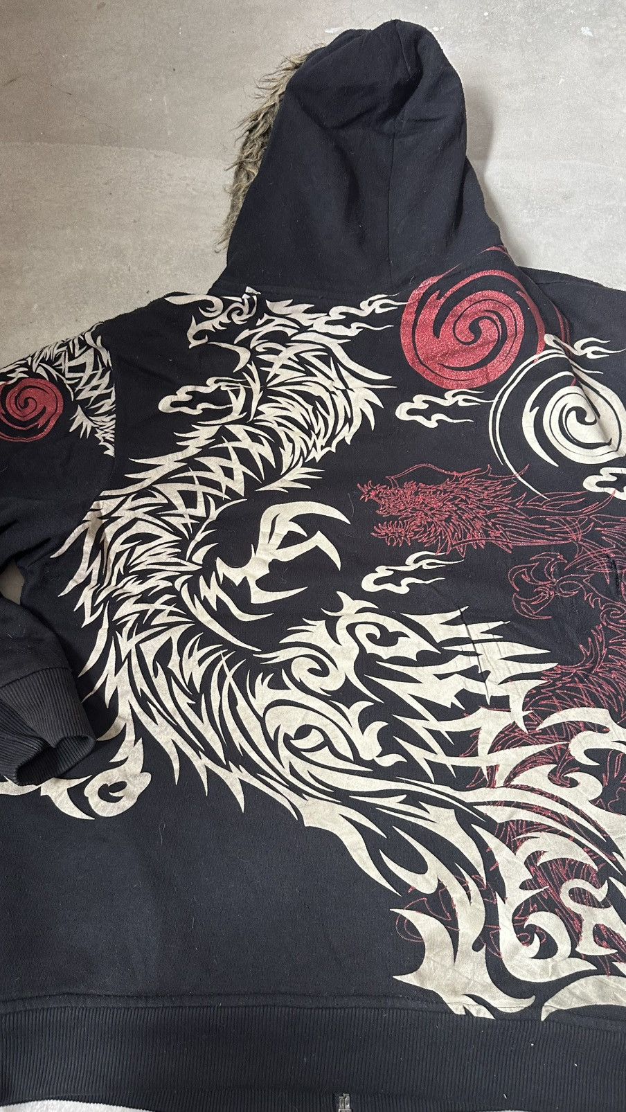 Japanese Brand VINTAGE JAPAN DRAGON SHERPA TATTOE HOODIE Size US L / EU 52-54 / 3 - 11 Thumbnail