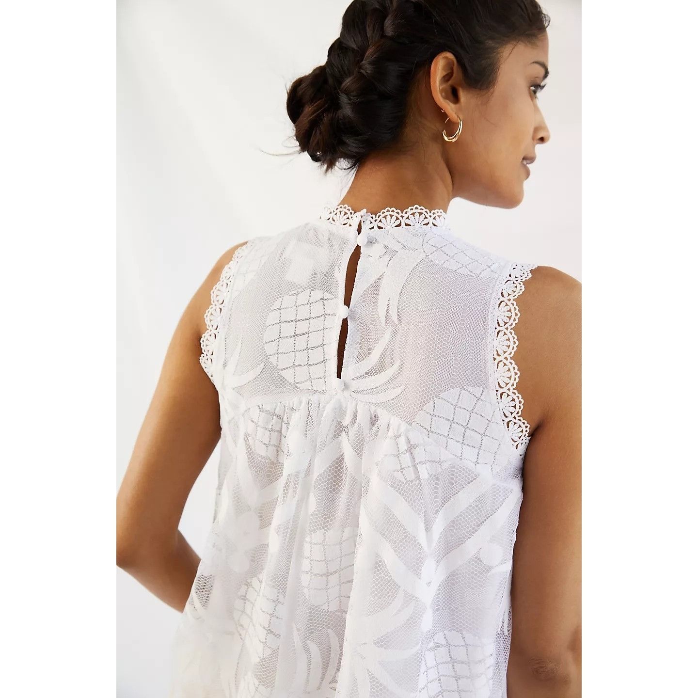 Anthropologie Maeve Pineapple Lace Sleeveless Blouse Size XS / US 0-2 / IT 36-38 - 7 Thumbnail