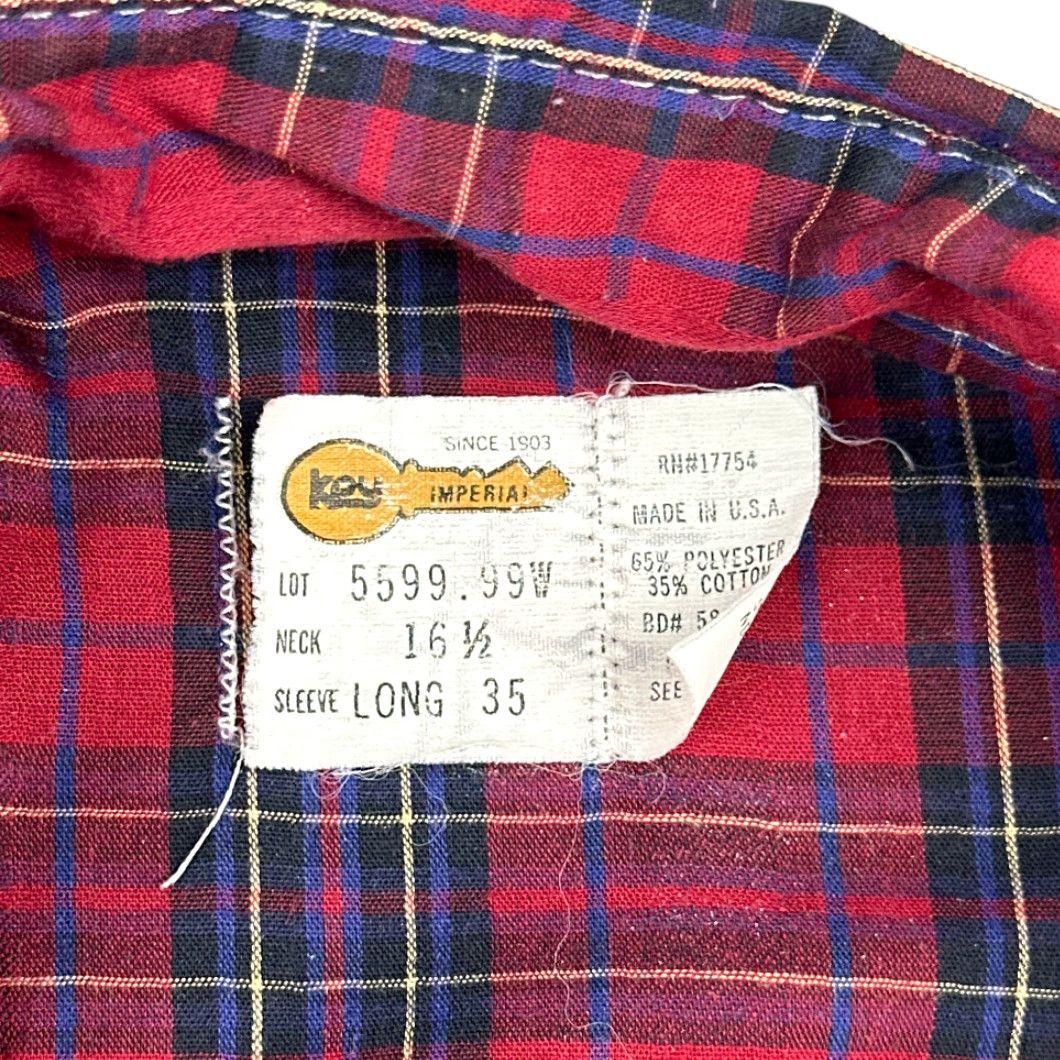 Imperial VINTAGE Key Imperial Western Shirt XL Adult Red Plaid 80s Cotton Blend Short Sleeve Button-Up Collared Snap Pockets USA Mens Size US XL / EU 56 / 4 - 4 Thumbnail
