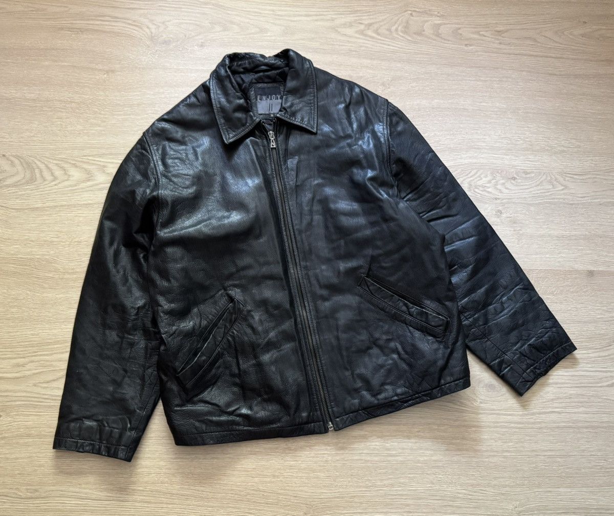 Genuine Leather Vintage 00’s Enjoy y2k Genuine Leather Moto Racing Jacket Size US M / EU 48-50 / 2 - 1 Thumbnail