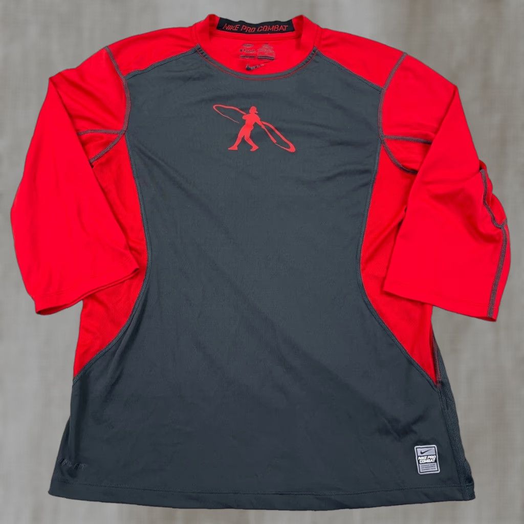 Nike Nike Pro Shirt Men L Red Gray Fitted Ken Griffey Jr Swing Man Center Swoosh Shirt Nike Dri-FIT Mens L Size US L / EU 52-54 / 3 - 1 Thumbnail