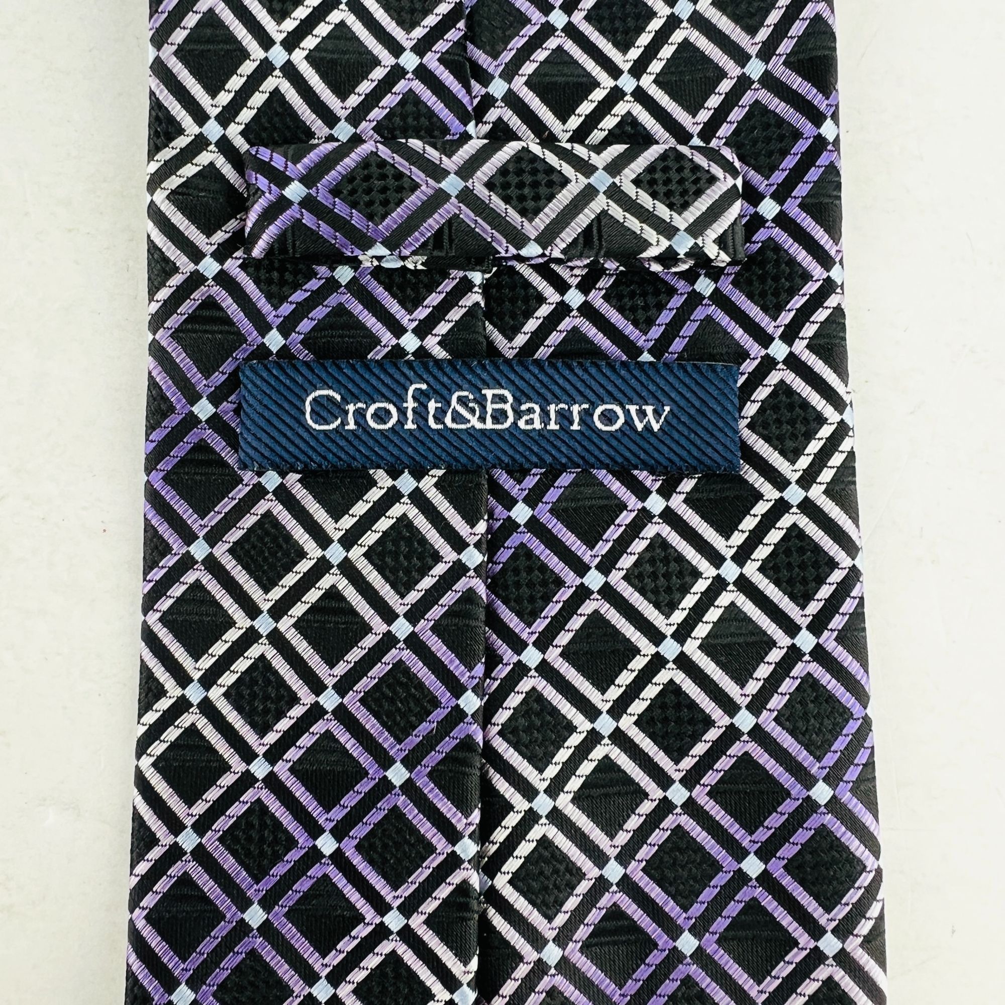 Croft & Barrow Croft & Barrow Necktie Tie Diamond Design Purple Silver Blac Size ONE SIZE - 4 Thumbnail
