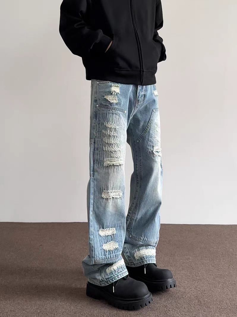 Japanese Brand × Jean Washed streetwear ripped wide leg jeans Size US 34 / EU 50 - 1 Thumbnail