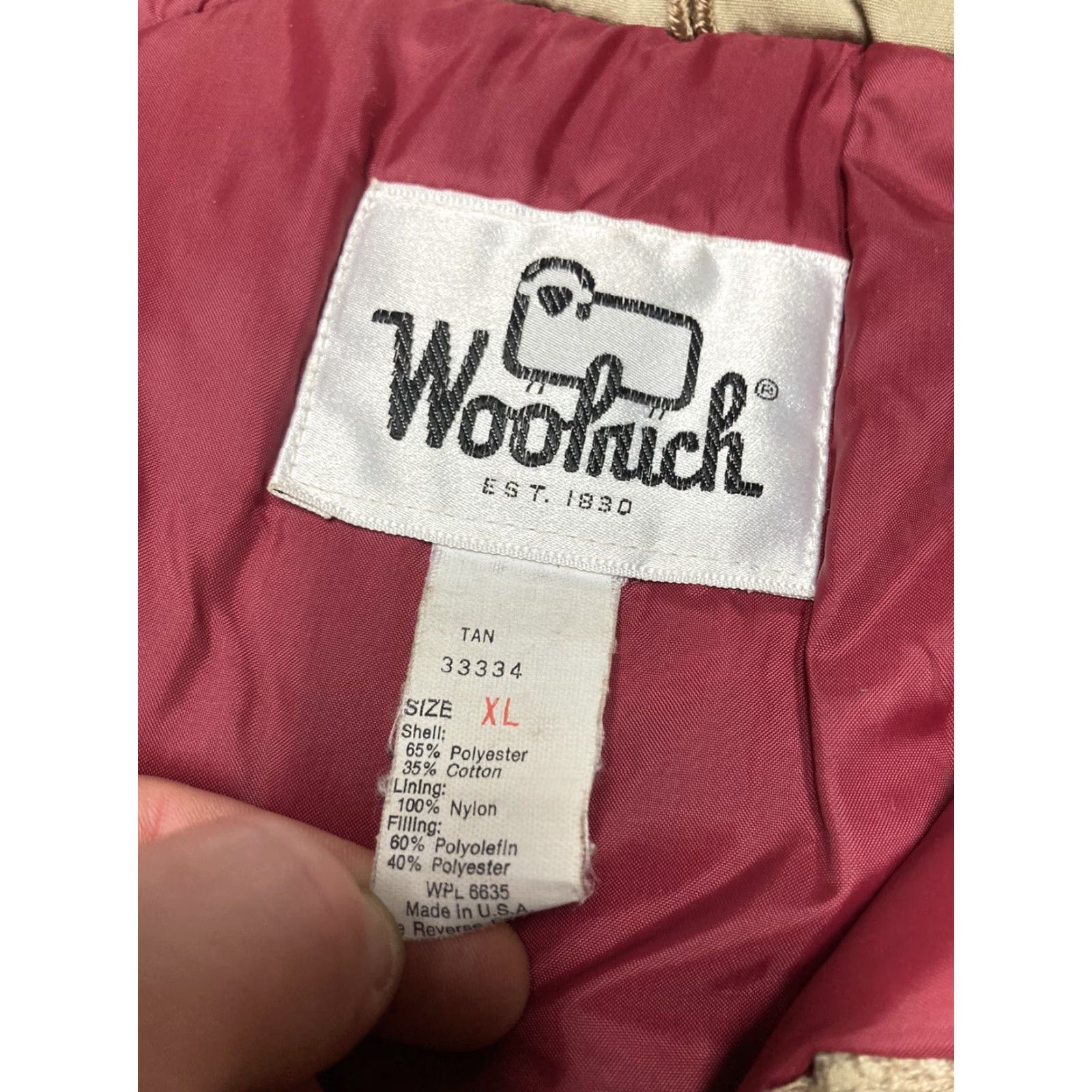 Vintage VINTAGE Woolrich Jacket Barn Coat Puffer 2 Way Zip Hooded Mens XL Beige Tan 90s Size US XL / EU 56 / 4 - 4 Thumbnail