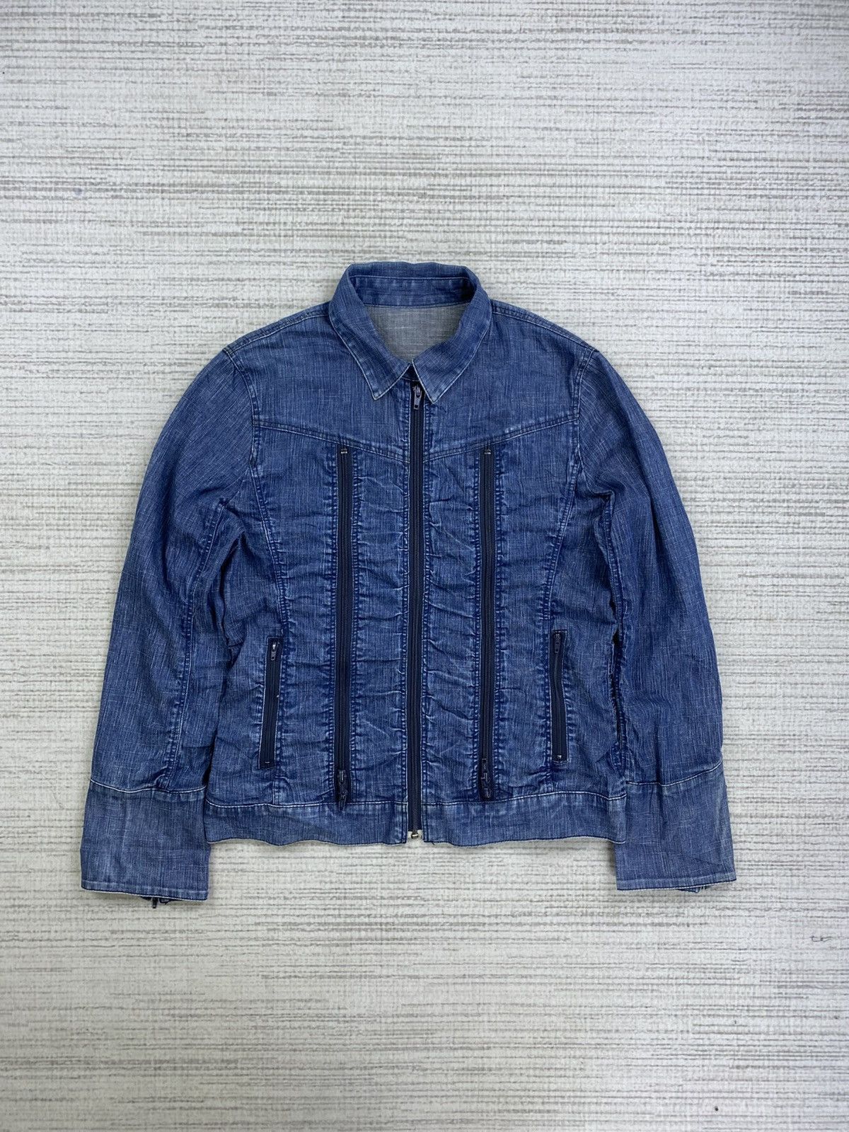 Vintage Vtg Passione Final Home Inspired Multizipper Denim Jacket Size US M / EU 48-50 / 2 - 1 Thumbnail