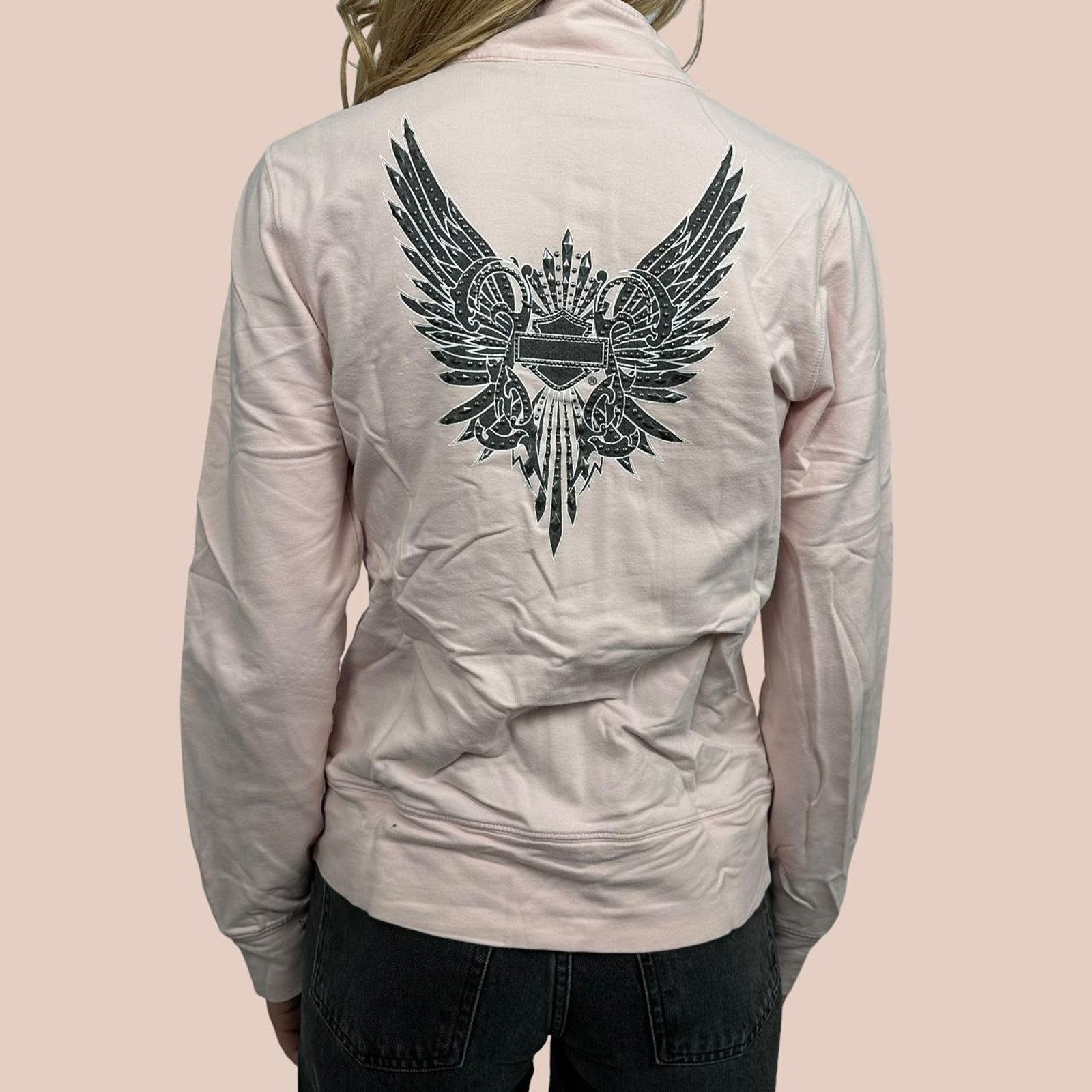 Harley Davidson Vintage womens pink harley davidson zipup Sweater Size XL / US 12-14 / IT 48-50 - 4 Thumbnail