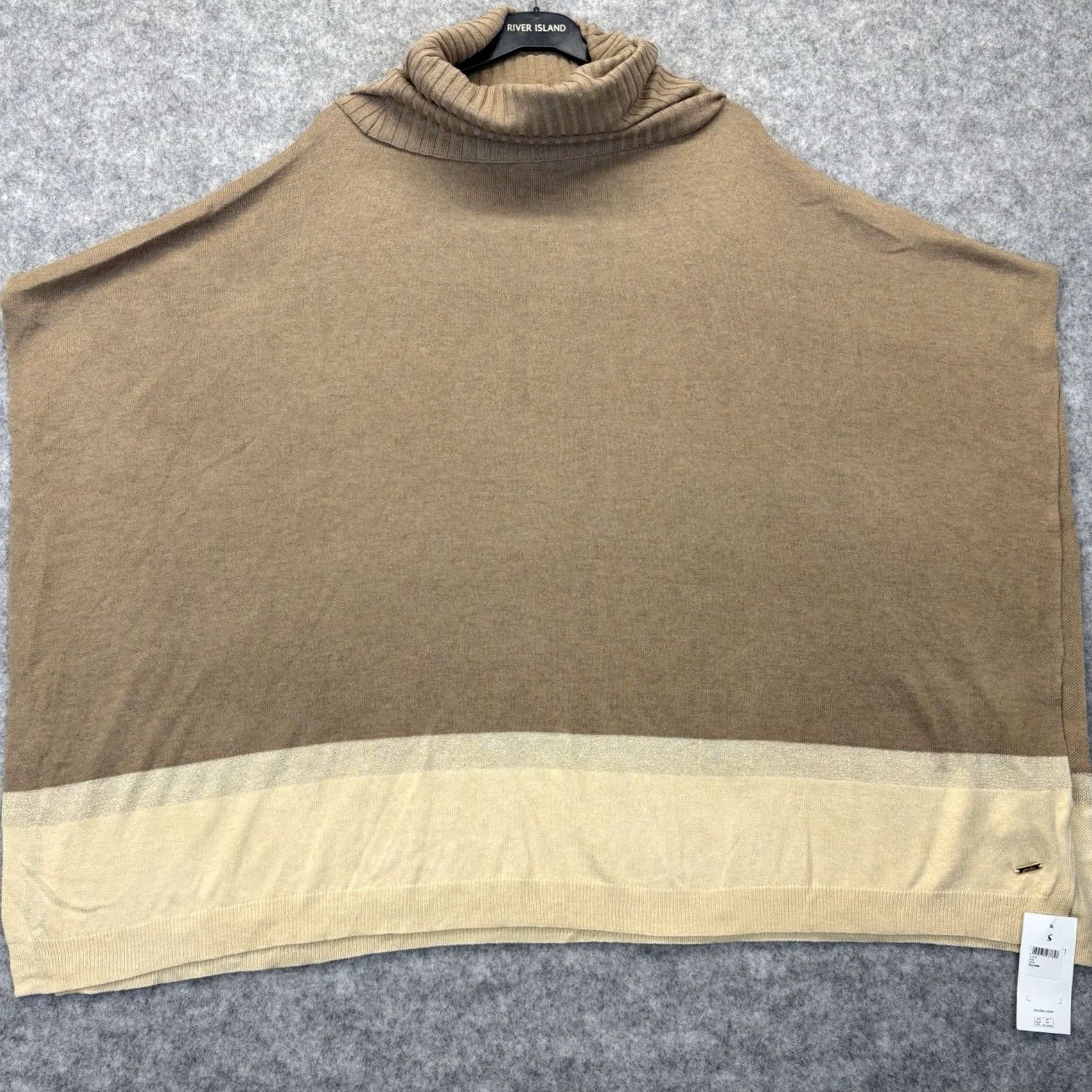 Vintage Joules Kari Knitted Poncho One Size In Sand Cowl Neck New With Defects New Size ONE SIZE - 3 Thumbnail