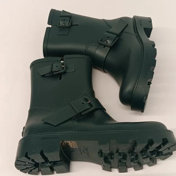 Jimmy Choo Jimmy Choo Yael Dk Green Biodegradable Rubber Rain Boots- 36 Size US 6 / IT 36 - 5 Thumbnail