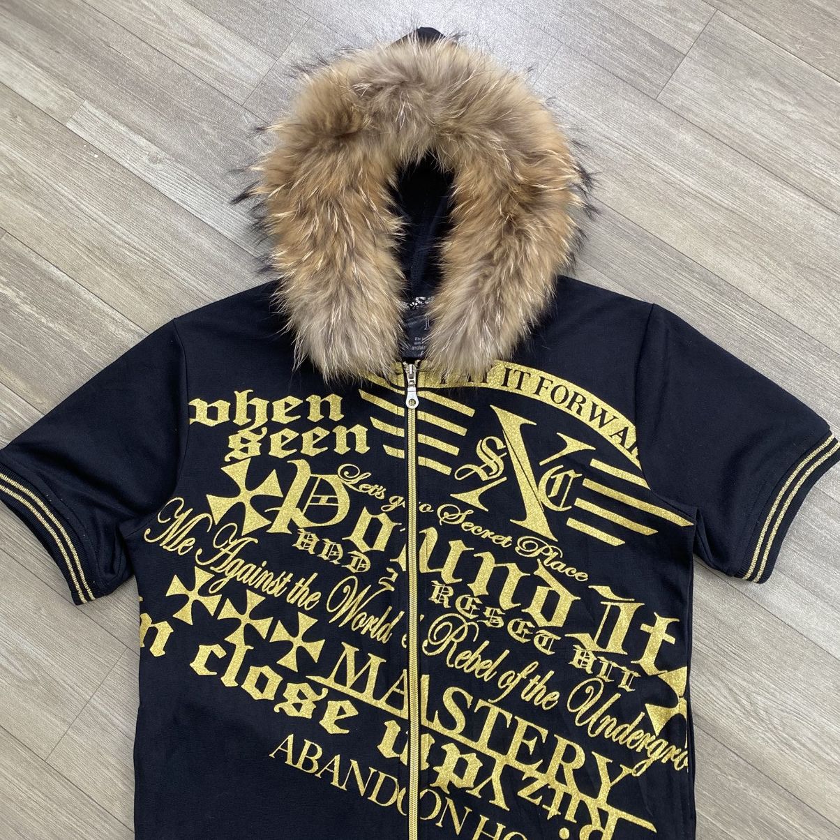 Japanese Brand 2000s Japanese Poem Skulls Cross Grunge Punk Fur Tee Hooded Size US L / EU 52-54 / 3 - 3 Thumbnail