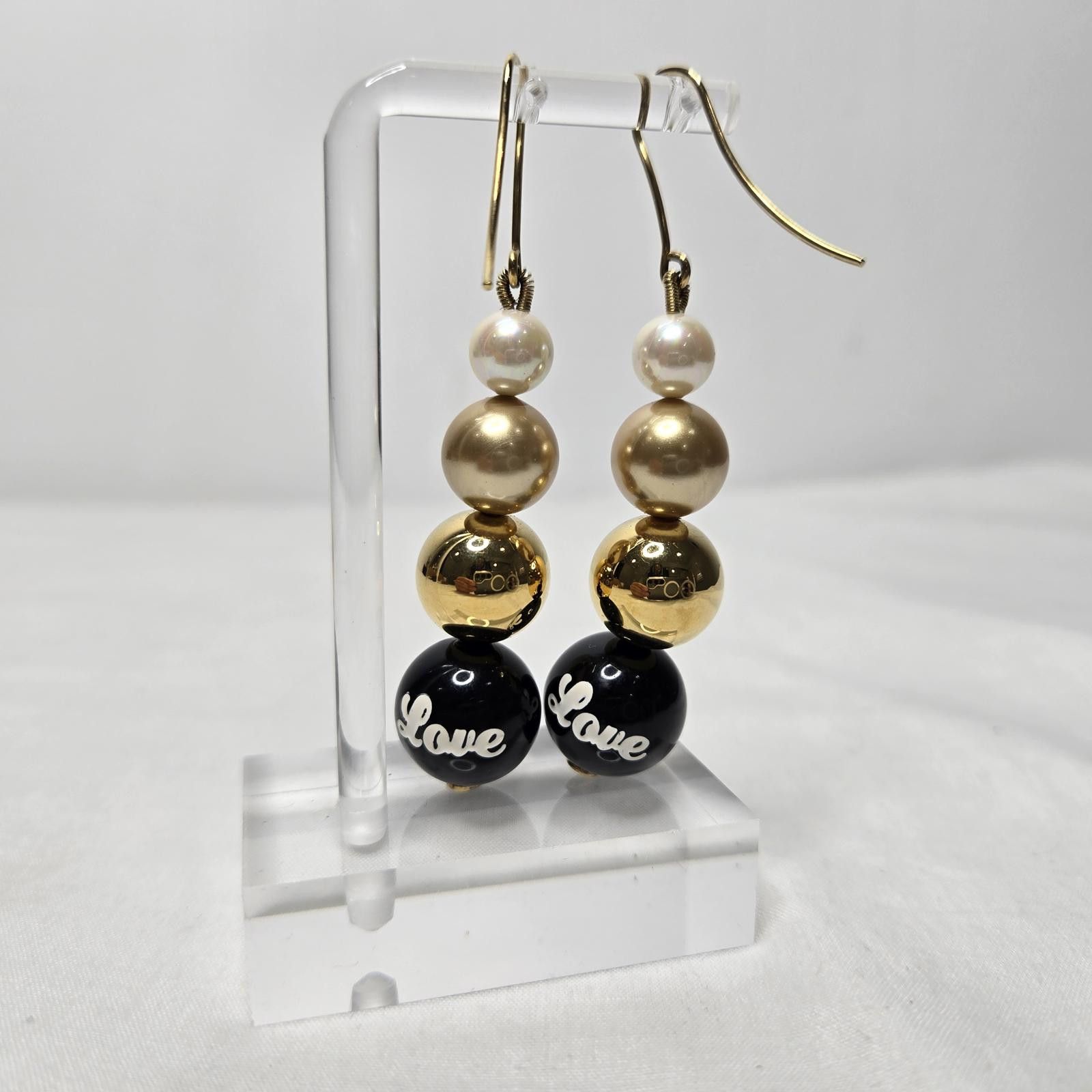 Dolce & Gabbana Dolce & Gabbana Earrings Faux Pearl Enamel D&G Love Size ONE SIZE - 4 Thumbnail
