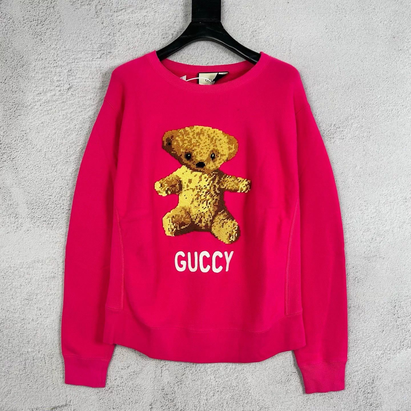 Gucci Gucci Classic Bear Distressed Fuchsia L New Sweatshirt Size L / US 10 / IT 46 - 1 Thumbnail