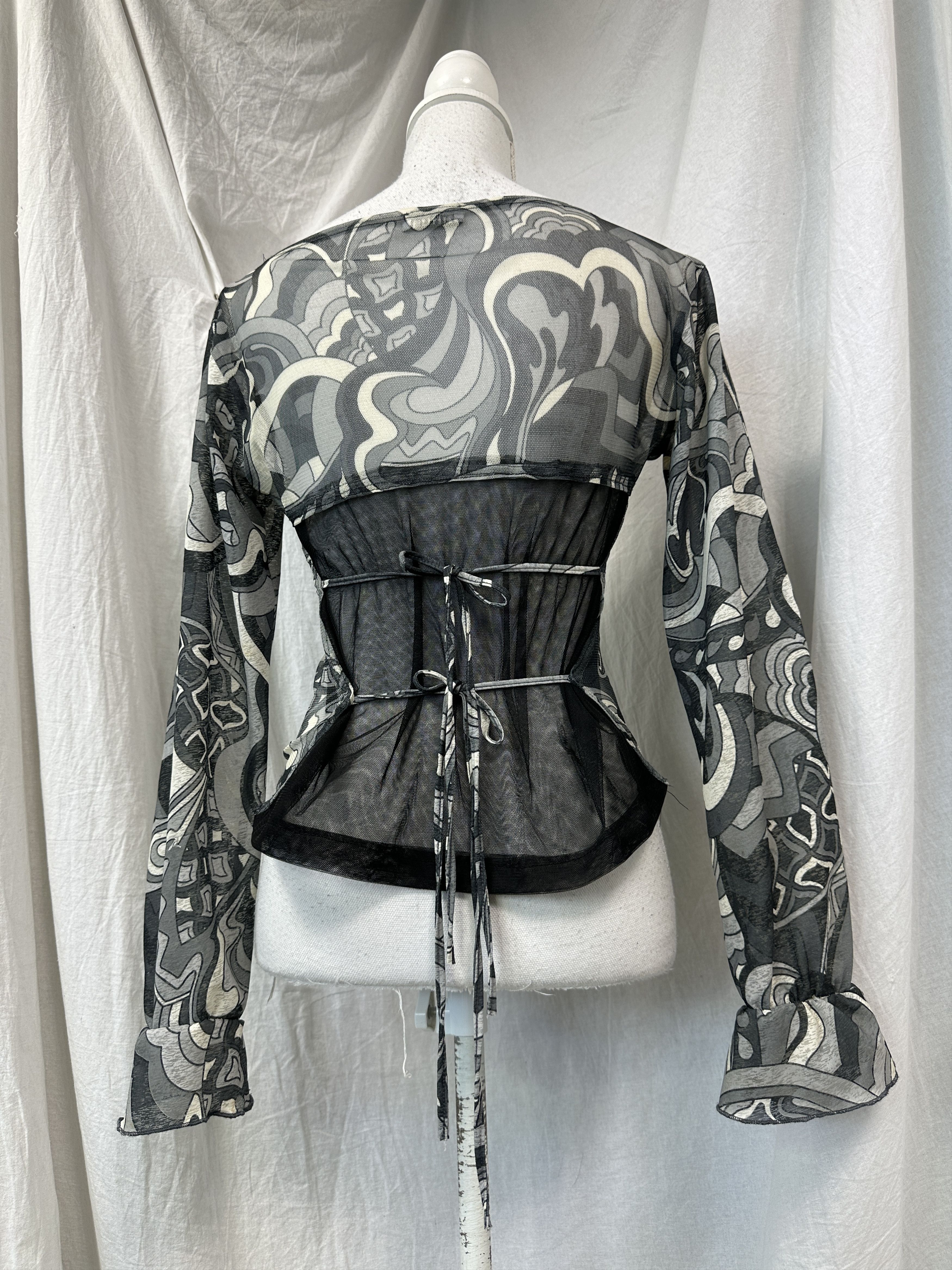 Vintage Vintage Avant Garde Printed Binding Meshtop Y2K Size M / US 6-8 / IT 42-44 - 5 Thumbnail