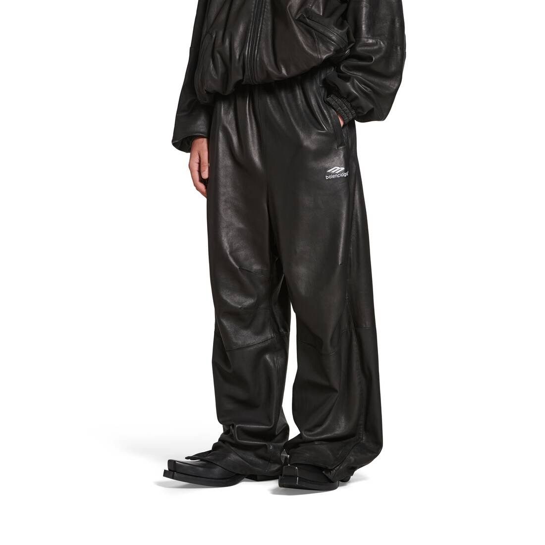 Balenciaga Balenciaga Black 3B Sports Icon Leather Pants Size US 32 / EU 48 - 4 Thumbnail