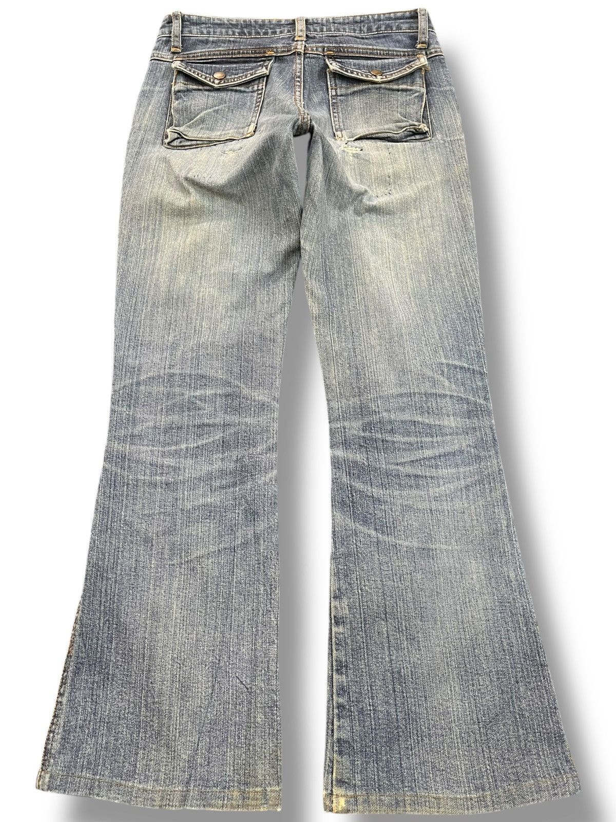 Japanese Brand Vintage Dear Heart Flare Distressed Bush Pants Denim Size US 28 / EU 44 - 7 Thumbnail