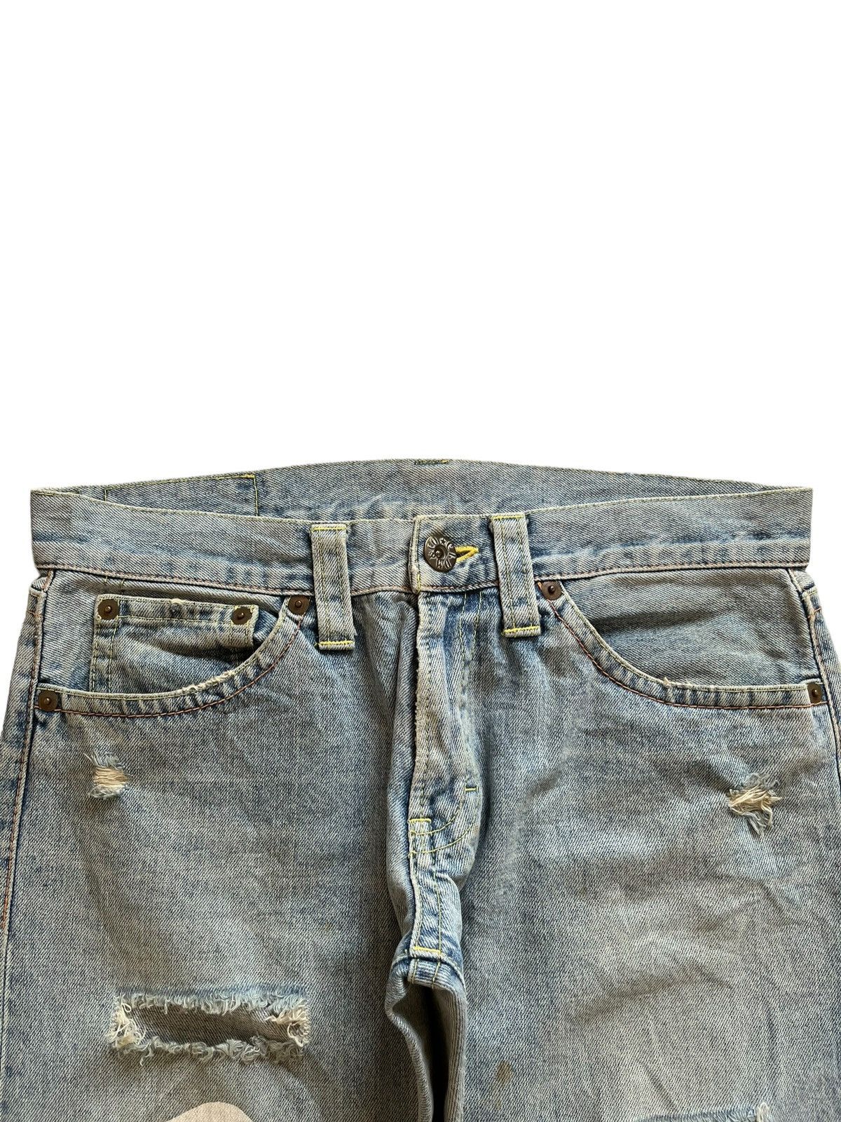 Japanese Brand Vintage Japanese CocoLulu Light Wash Rip Printed Baggy Jeans Size US 35 - 4 Thumbnail