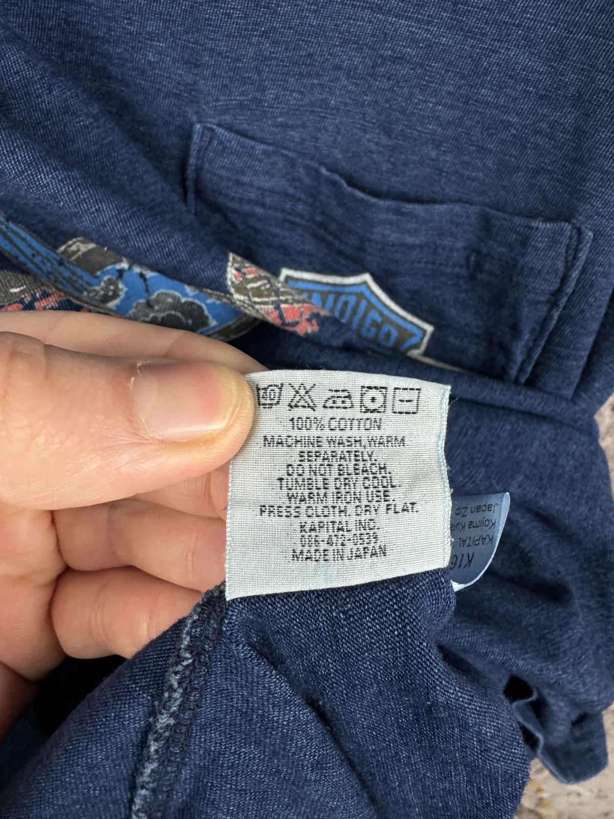 Kapital Kountry Men’s Kapital Indigo Psycho Hurry-Dipitinai T-Shirt Size 4 Size US M / EU 48-50 / 2 - 14 Thumbnail