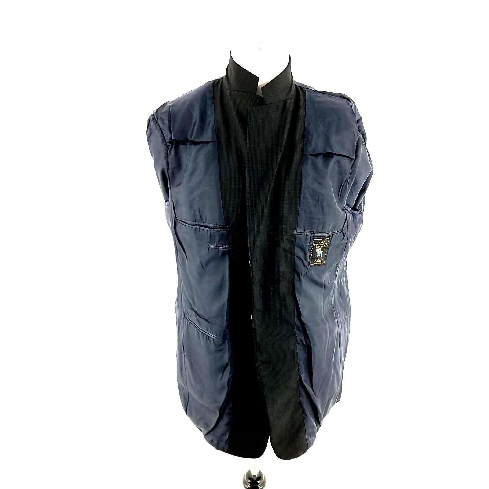 Hart Schaffner Marx Hart Schaffner Marx Wool 3 Button Suit Jacket 42R Black Stri Size 42R - 9 Thumbnail