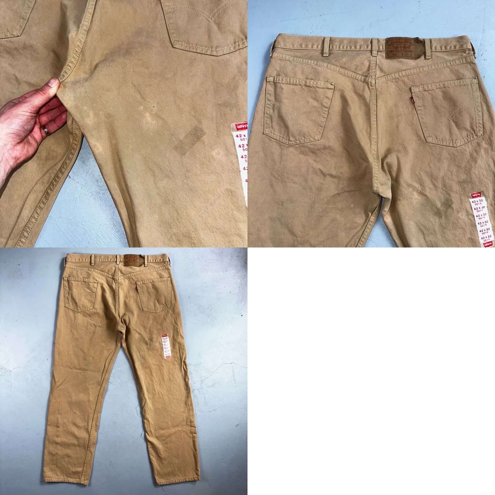 Levi's VINTAGE Levi's 501 Jeans Mens Straight 42x32 Beige Brown 90s USA 501 Series Size US 42 / EU 58 - 10 Thumbnail