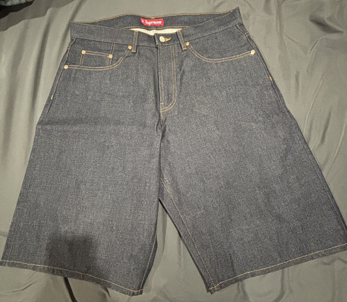 Supreme rigid baggy selvedge denim short