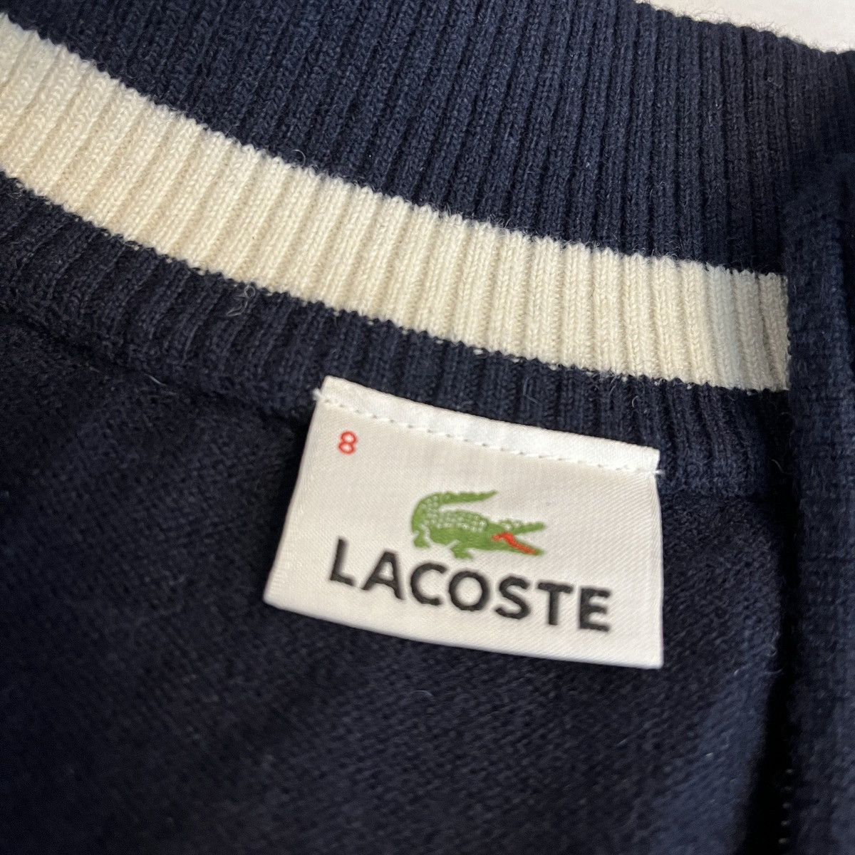 Vintage Lacoste Navy Woollen Sweater Jumper 90s Basic Retro
