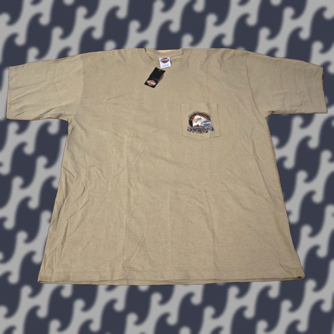 Harley Davidson Harley-Davidson T-Shirt 2X Men Crew Neck Short Sleeve Solid Beige South Dakota Sturgis Biker Motorcycle 2008 Single Stitch Shirt Size US XXL / EU 58 / 5 - 1 Thumbnail