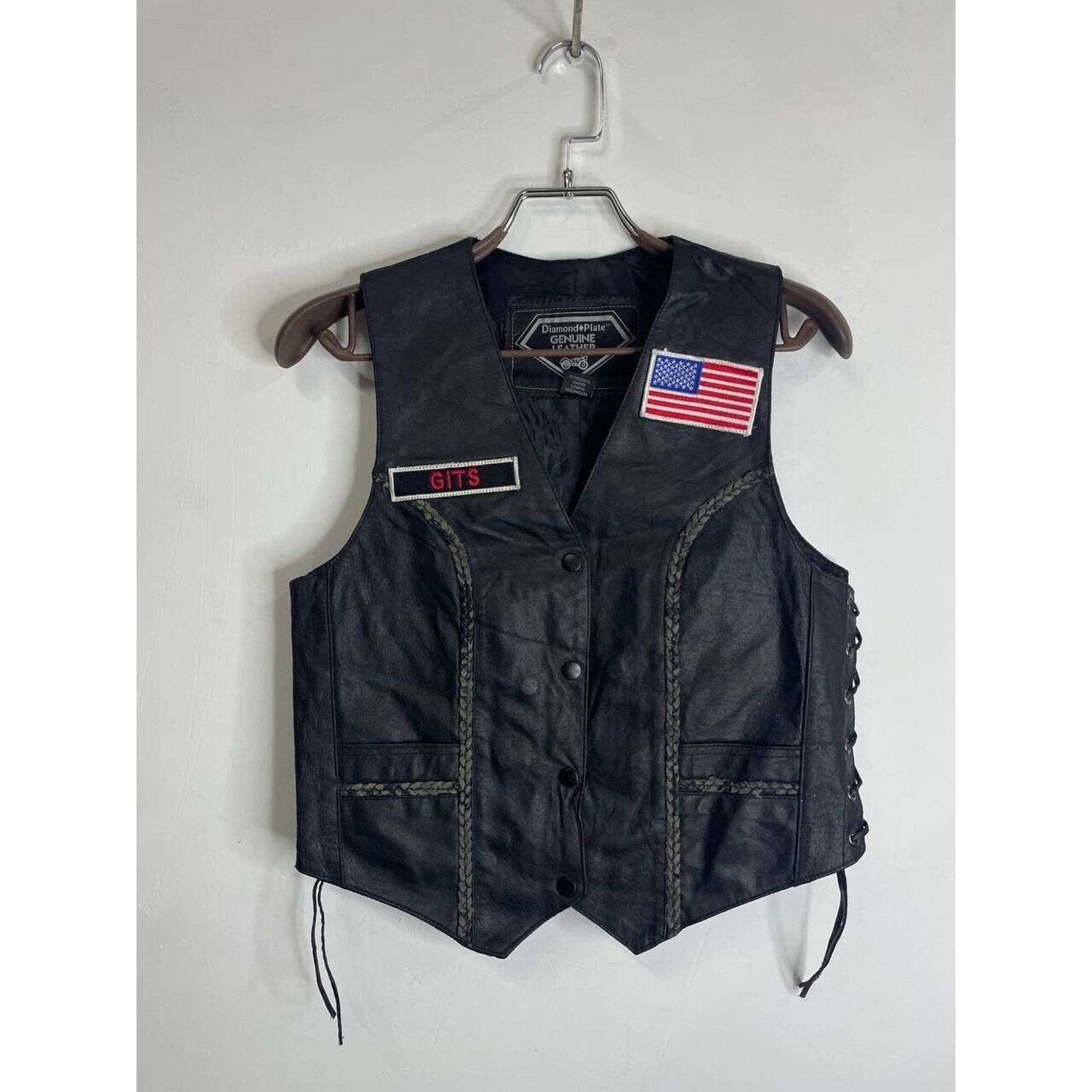 Vintage Vintage Black Leather Biker Vest Diamond Plate Genuine M Size US M / EU 48-50 / 2 - 1 Thumbnail