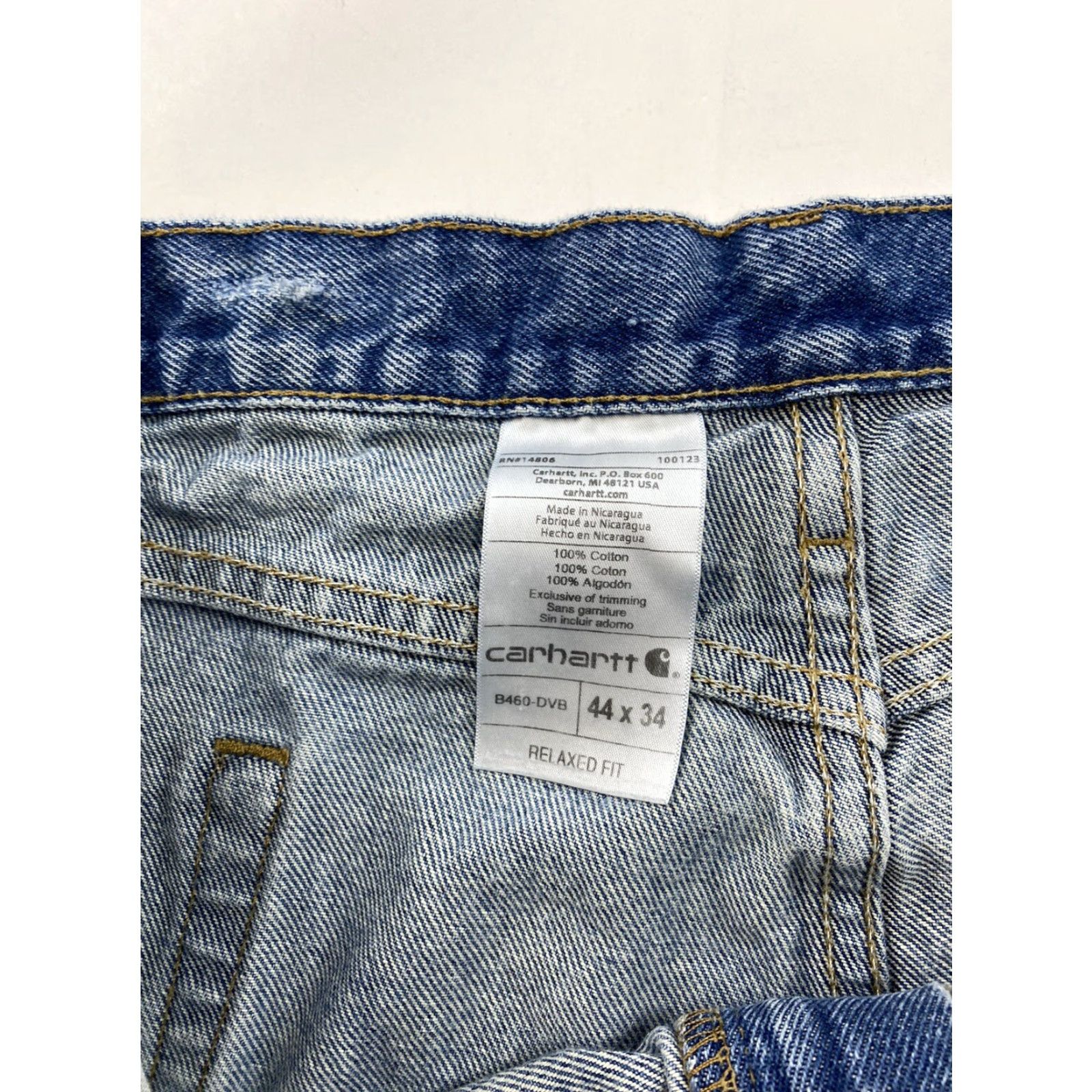 Carhartt VINTAGE Carhartt Jeans Mens 41x25 Cut Off Distressed Blue Straight 41 Mens Inst? Wait Size US 41 - 3 Thumbnail