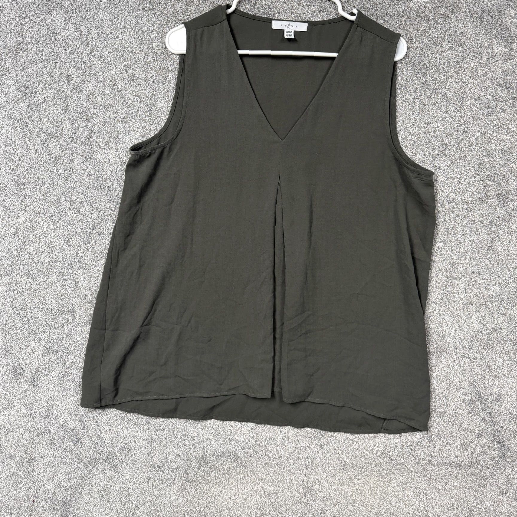 Vintage V Fever Tank Top Womens L Gray V-Neck Pleated Coastal Clean Girl Layering Size L / US 10 / IT 46 - 2 Thumbnail