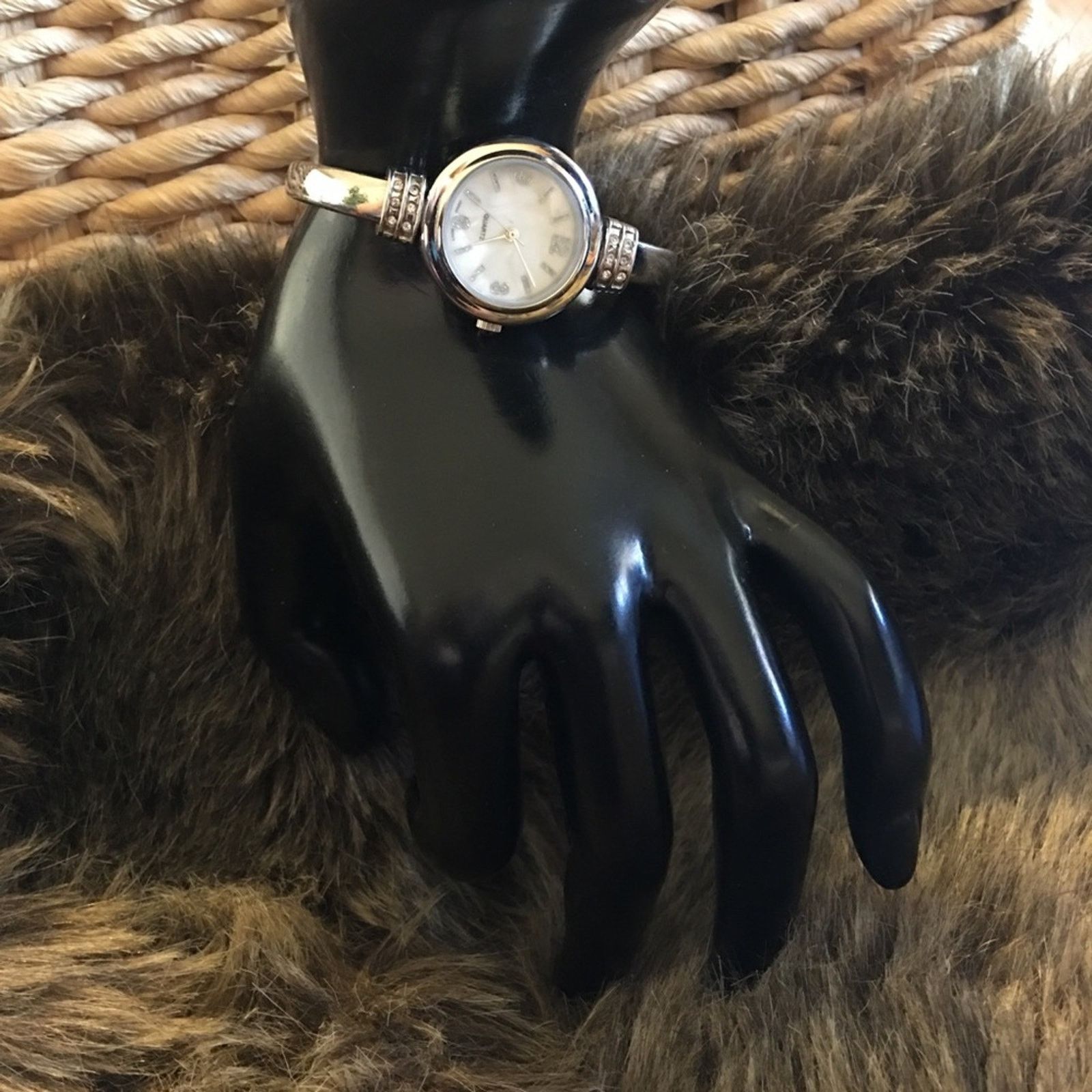 Jewelry Ladies shiny silver rhinestone accent cuff watch Size ONE SIZE - 3 Thumbnail