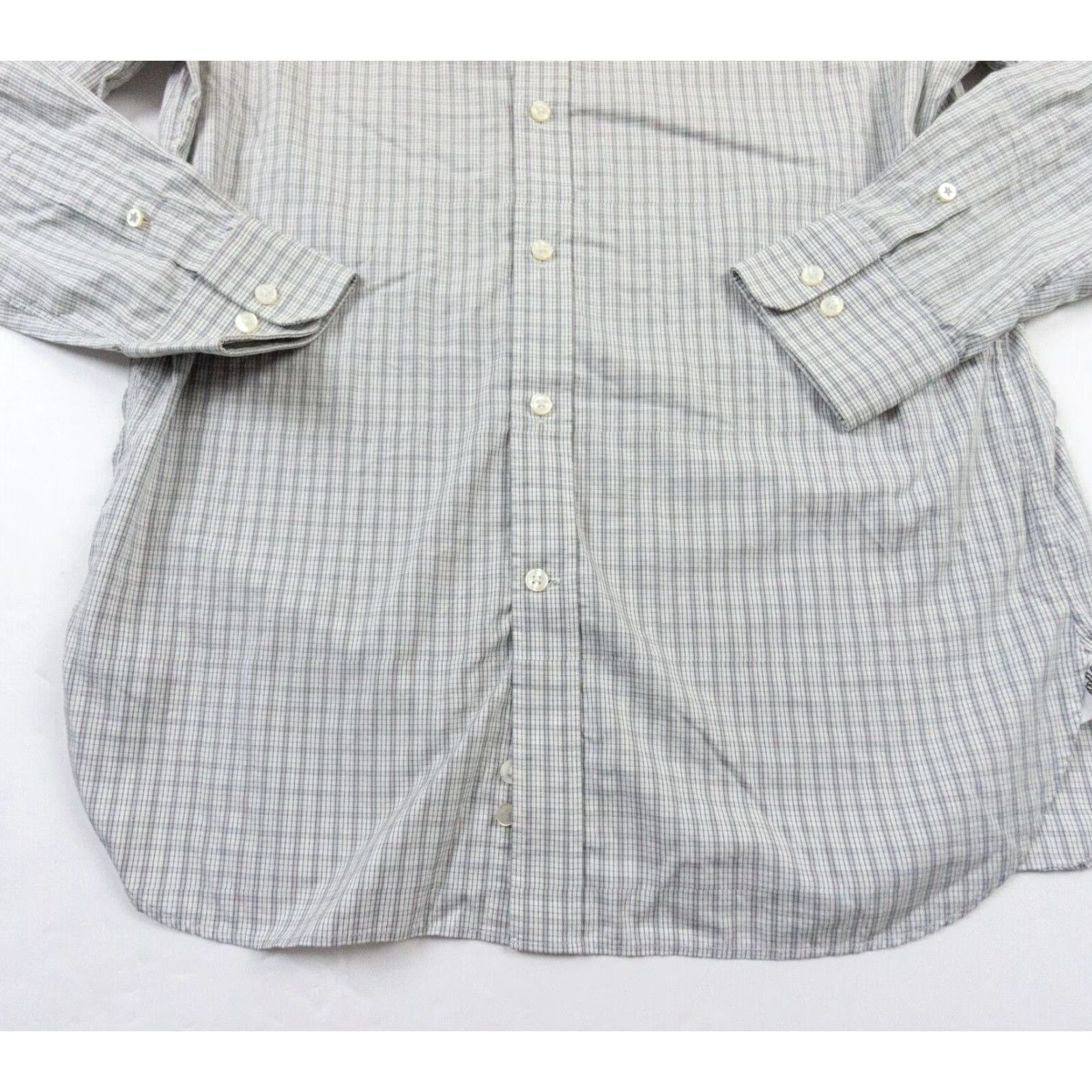 John Varvatos John Varvatos Button Up Shirt Mens 15 32/33 Gray Check Long Sleeve Regular Fit Preppy Size US M / EU 48-50 / 2 - 3 Thumbnail