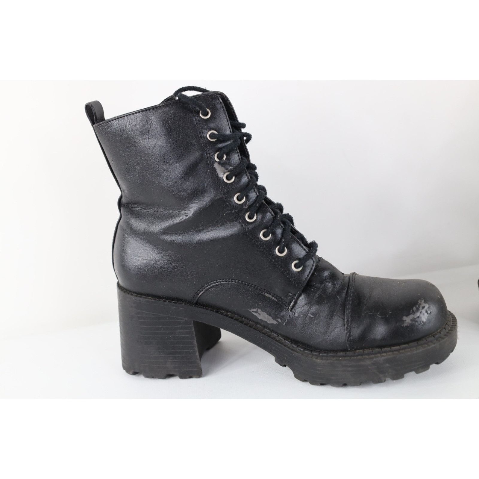 Vintage Vintage 90s Y2K Streetwear Distressed Chunky Heeled Boots Size US 7.5 / IT 37.5 - 13 Thumbnail