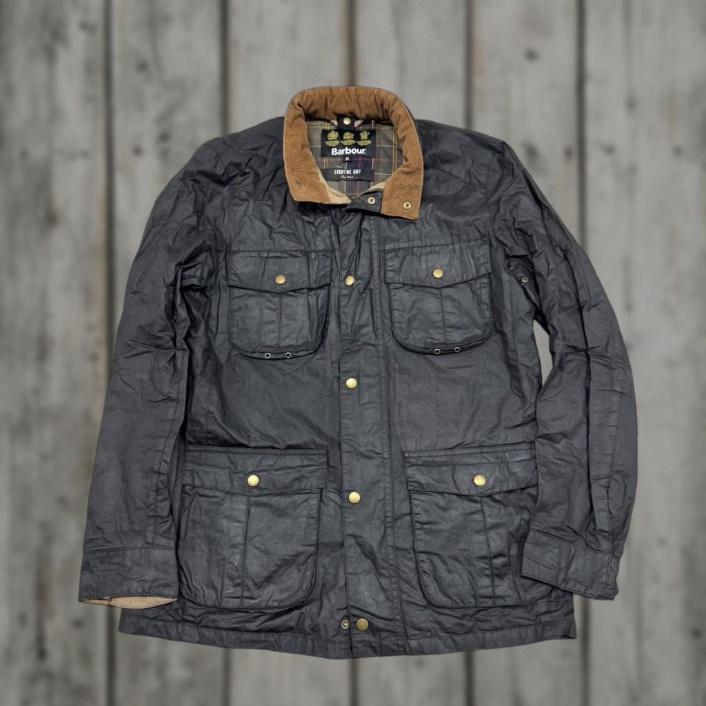 Barbour Beaufort Wax Waterproof Bomber Jacket Men Medium Black