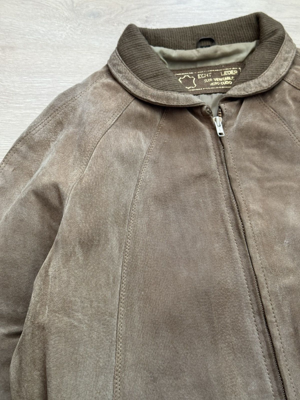 Vintage 80’e Genuine Leather Suede Full Zip Brown Jacket