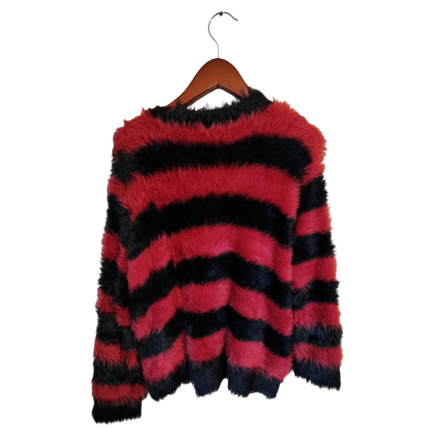 Japanese Brand 【Lad Musician Striped Faux Fur Assymetric Sweater】 Size US M / EU 48-50 / 2 - 5 Thumbnail