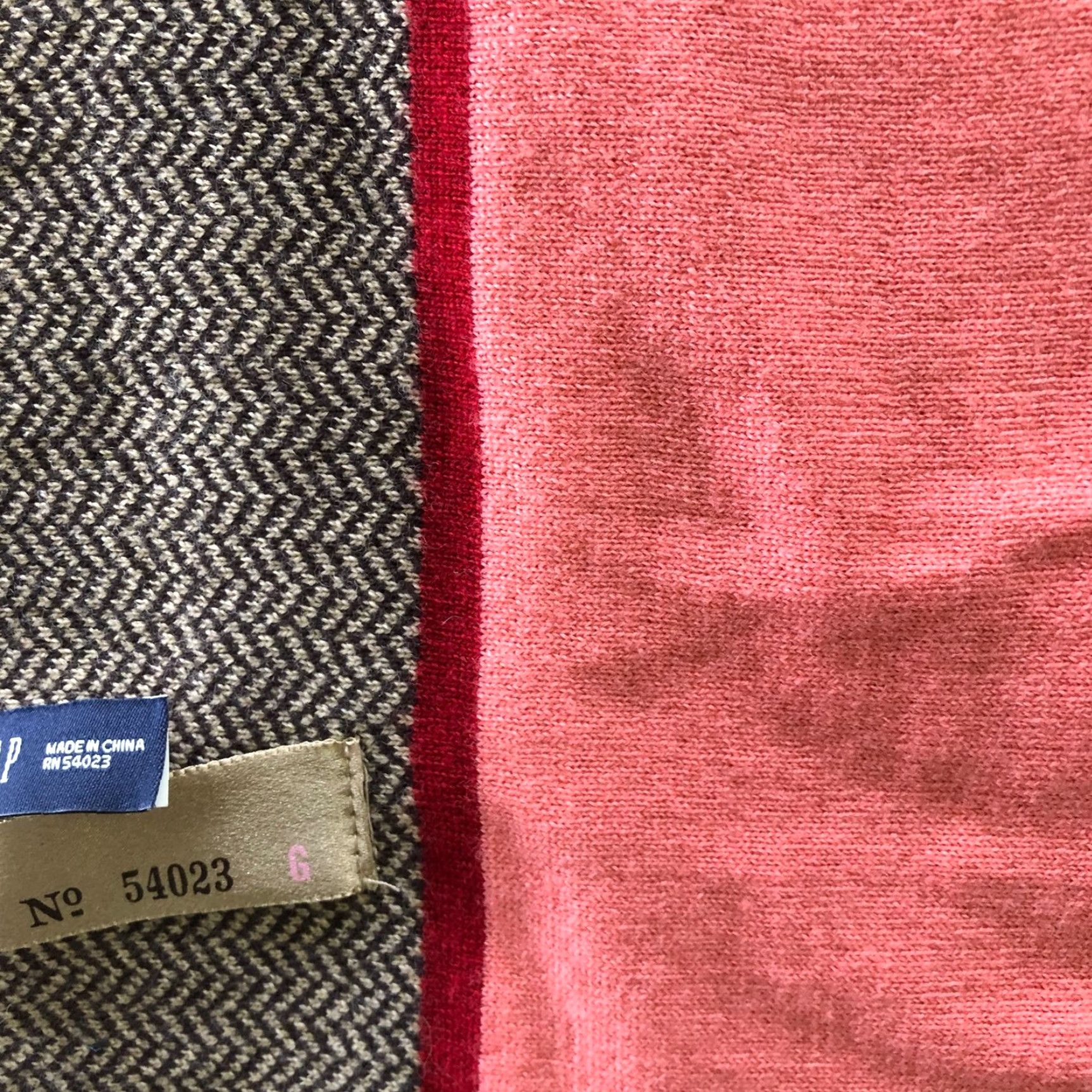 Gap Gap Vintage Merino Wool Rectangle Scarf Womens Pink Brown Herringbone Winter Size ONE SIZE - 5 Thumbnail