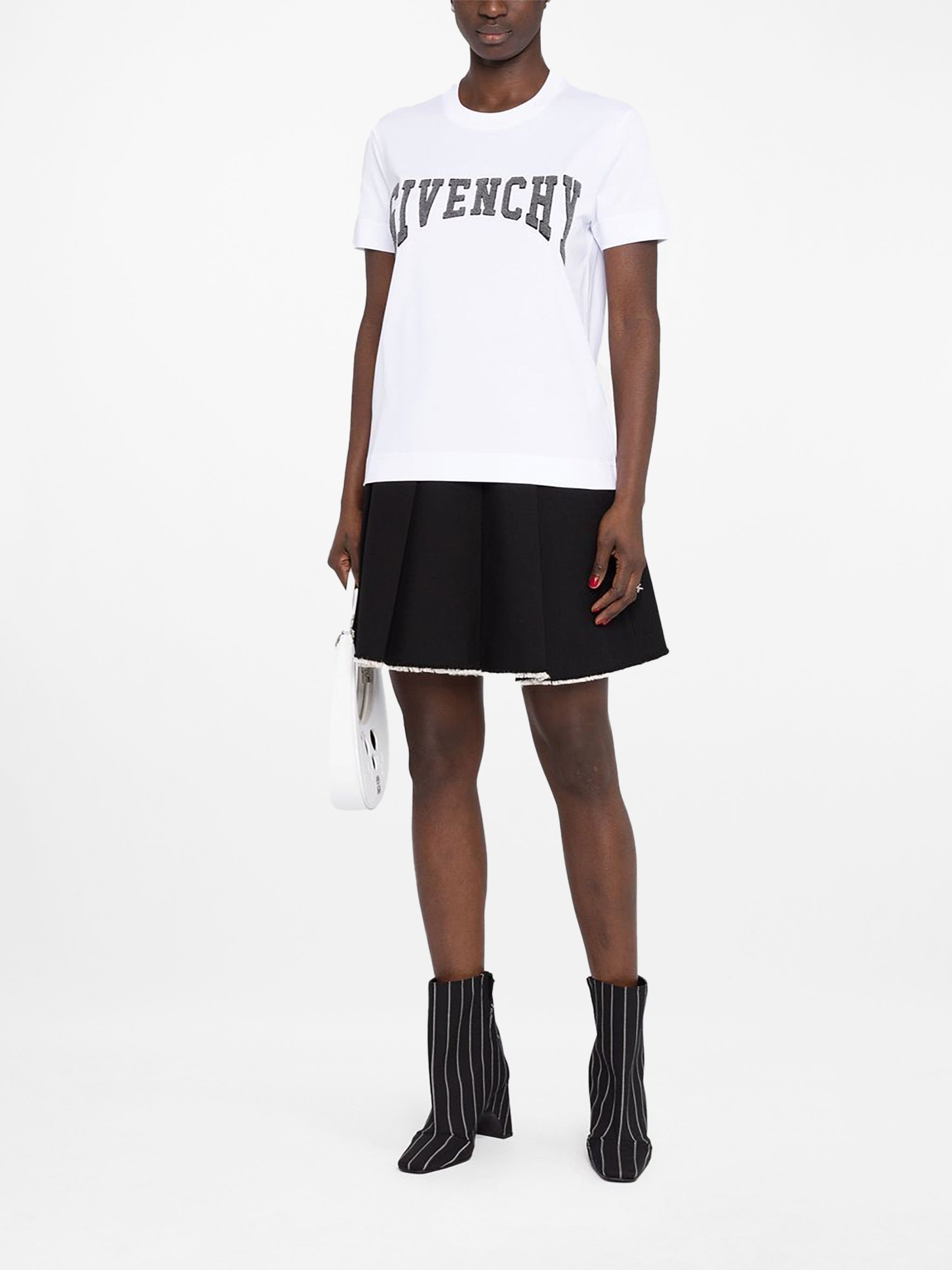 Givenchy White Flocked College Logo T-shirt Size XS / US 0-2 / IT 36-38 - 2 Thumbnail