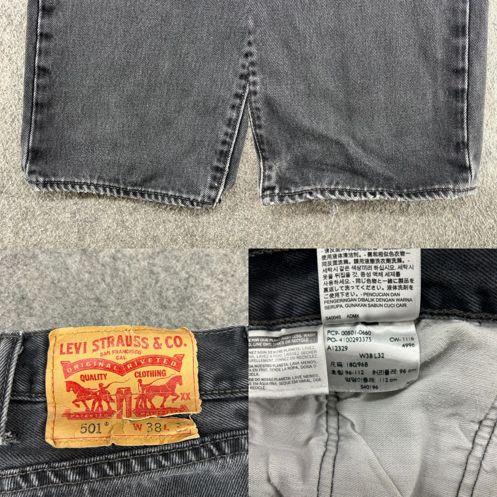 Levi's Levi's 501 Jeans Mens 38x32 Black Regular Straight Distressed 5-Pocket Denim Dark Wash Button Closure Regular Fit Vintage: No Size US 38 / EU 54 - 9 Thumbnail