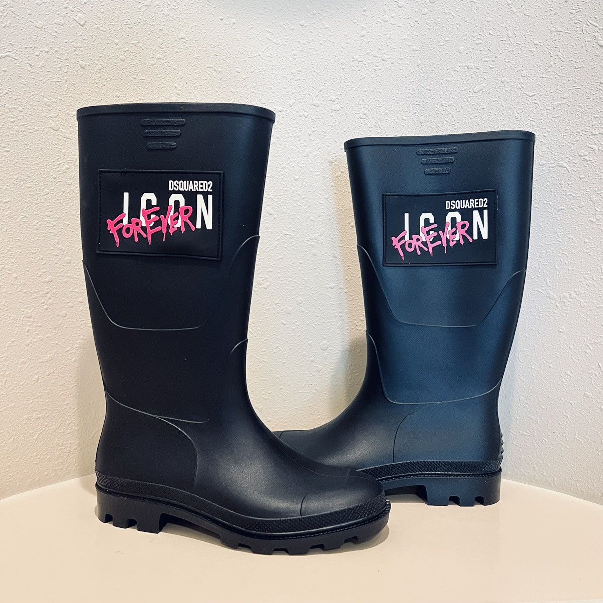 Dsquared2 DSQUARED2 Icon Tall Black Rubber Rain Boots Size 8 NEW Size US 8 / IT 38 - 4 Thumbnail