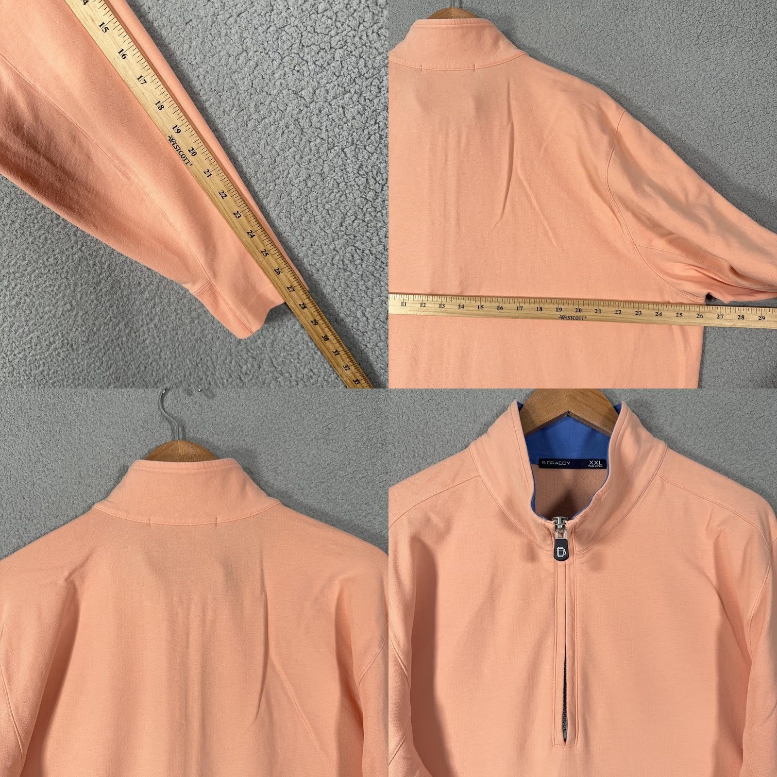 Vintage B. DRADDY Sweatshirt Mens 2XL Orange 1/4 Zip Mock Neck Fleece Pullover with Pockets Shirt Size US XXL / EU 58 / 5 - 8 Thumbnail
