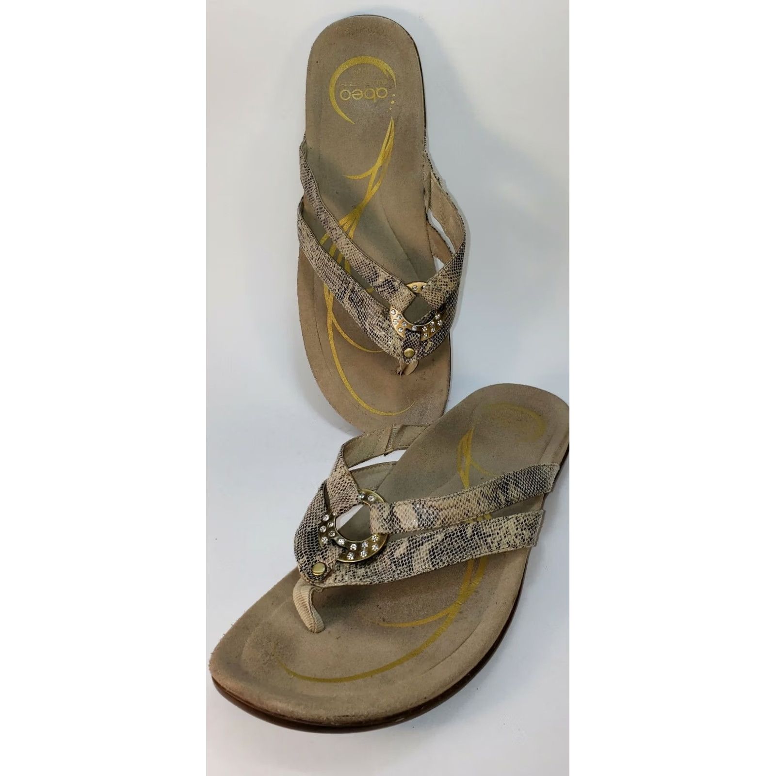 Vintage VINTAGE Abeo Brenda Strappy Sandal Narrow Size 9N Beige Reptile Biomechanical Footbed Women Size US 9 / IT 39 - 5 Thumbnail