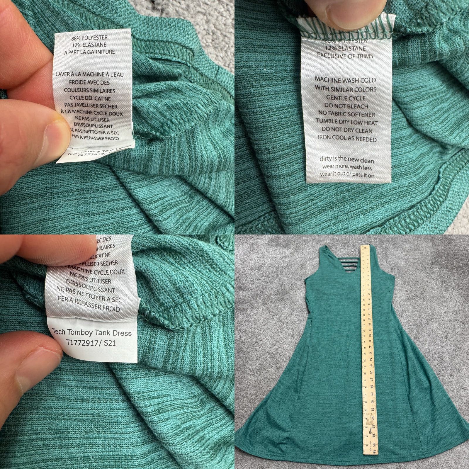 Toad&Co Toad&Co Tech Tomboy A-Line Tank Dress Women M Green Sleeveless Zip Pocket V-Neck Casual Knit Lightweight Pockets Solid Short Dress Size M / US 6-8 / IT 42-44 - 8 Thumbnail