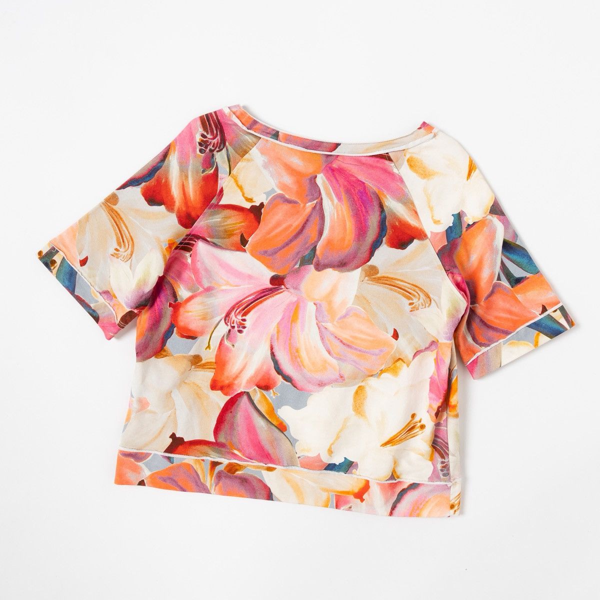 Other Monari Womens Floral Crop Top Multicolor Short Sleeve Tee Size L / US 10 / IT 46 - 2 Thumbnail