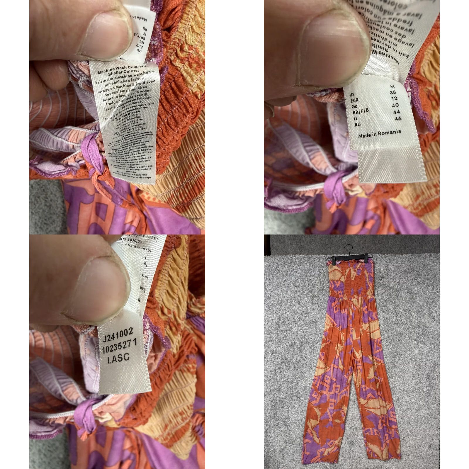 Venus Venus x Lascana Jumpsuit M Smocked Wide Leg Tassels Retro 70s Hippie Festival Womens Size 32" / US 10 / IT 46 - 8 Thumbnail