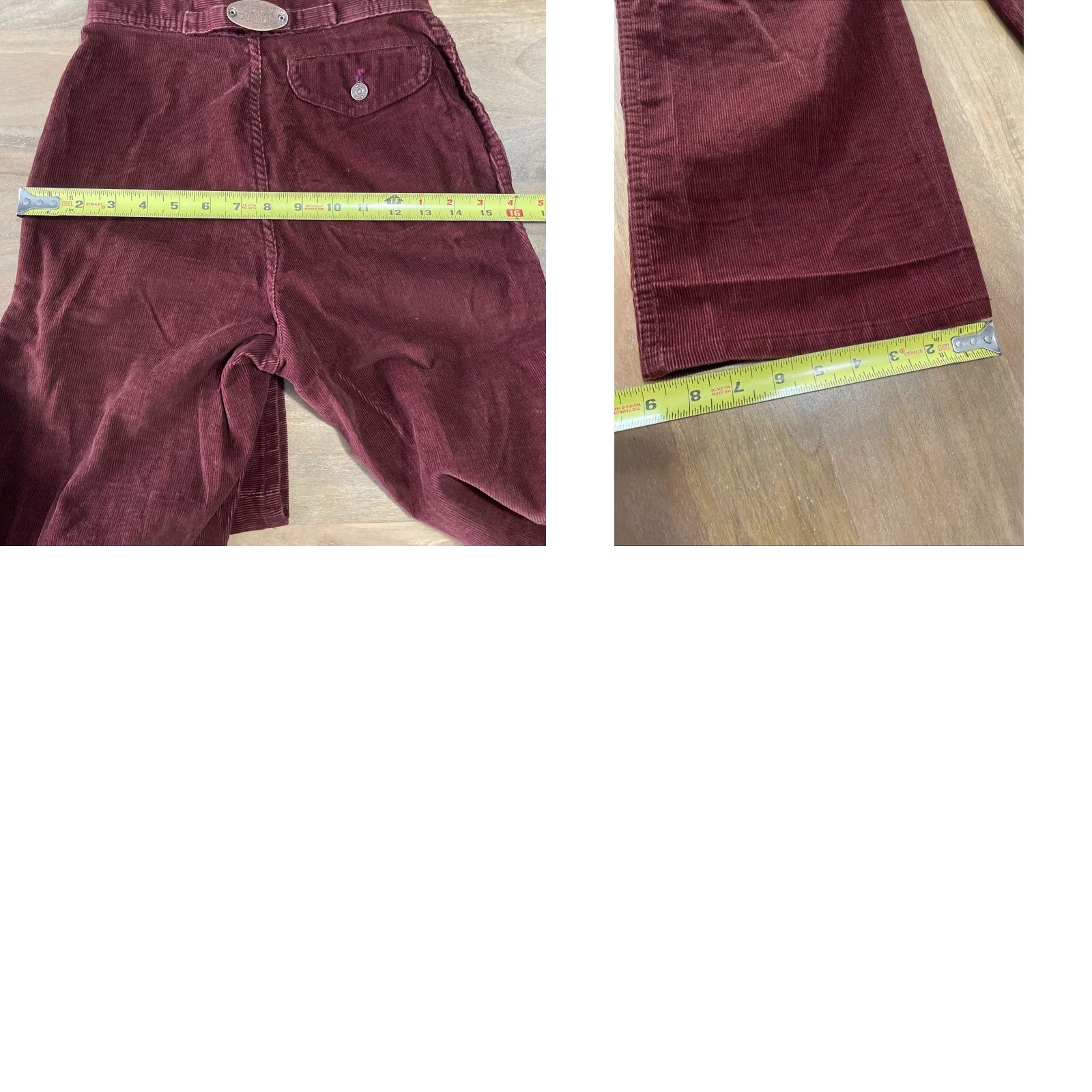 Levi's VINTAGE Levi's Corduroy Flare Pants Tail Cinch Back 23x33 Auburn Red 1970s Mens Girls Womens Size 40" / US 18 - 10 Thumbnail