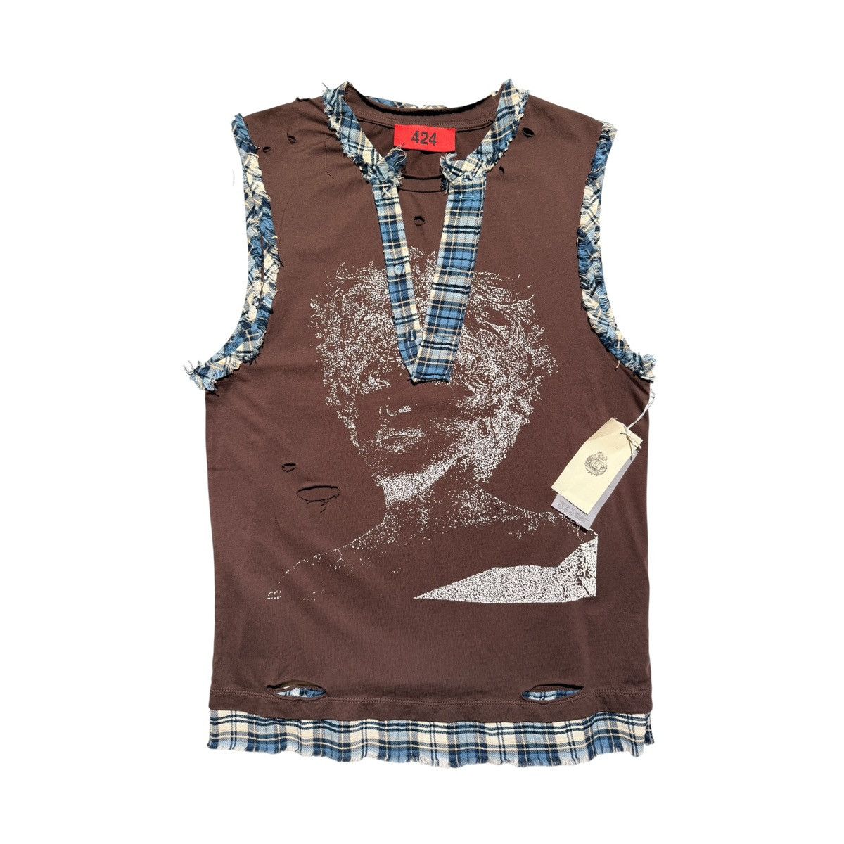 graphic flannel layered tank